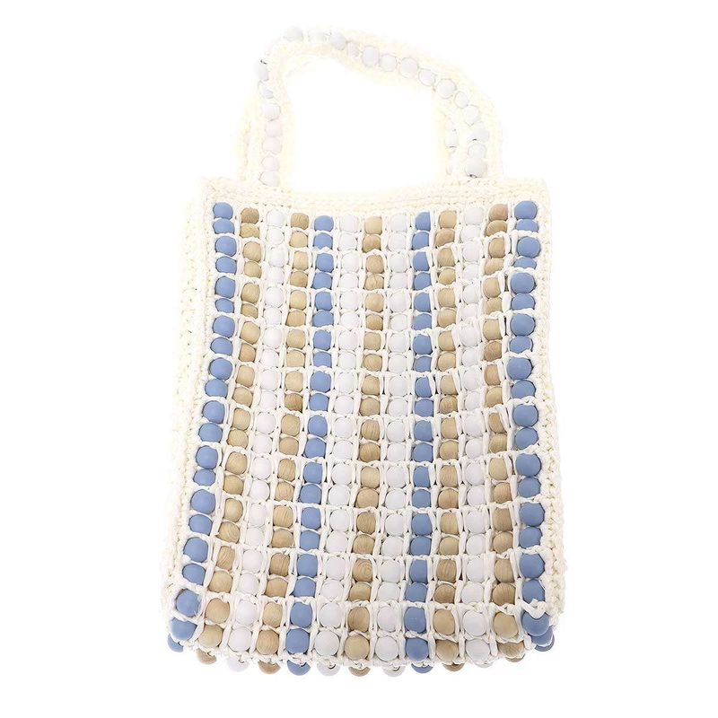Prada Raffia Wood Bead Tote White