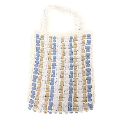 Prada Raffia Wood Bead Tote White
