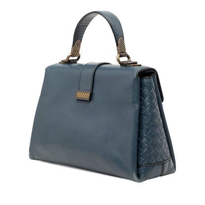 Bottega Veneta Piazza 2-Way Shoulder Bag Blue Leather
