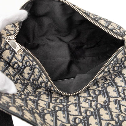 Dior Oblique Saddle Beige Navy Canvas Leather Shoulder Bag