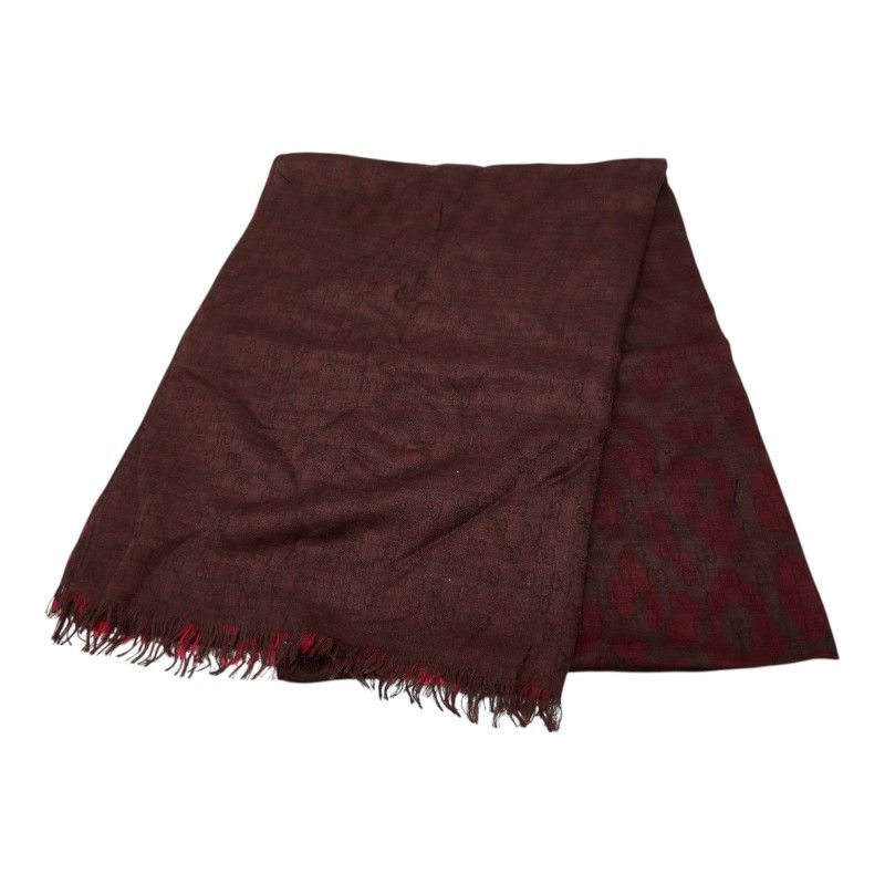Gucci Leopard Brown Red Rayon Scarf