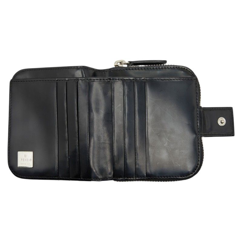 Fendi Zucchino Bifold Wallet Black Patent Leather
