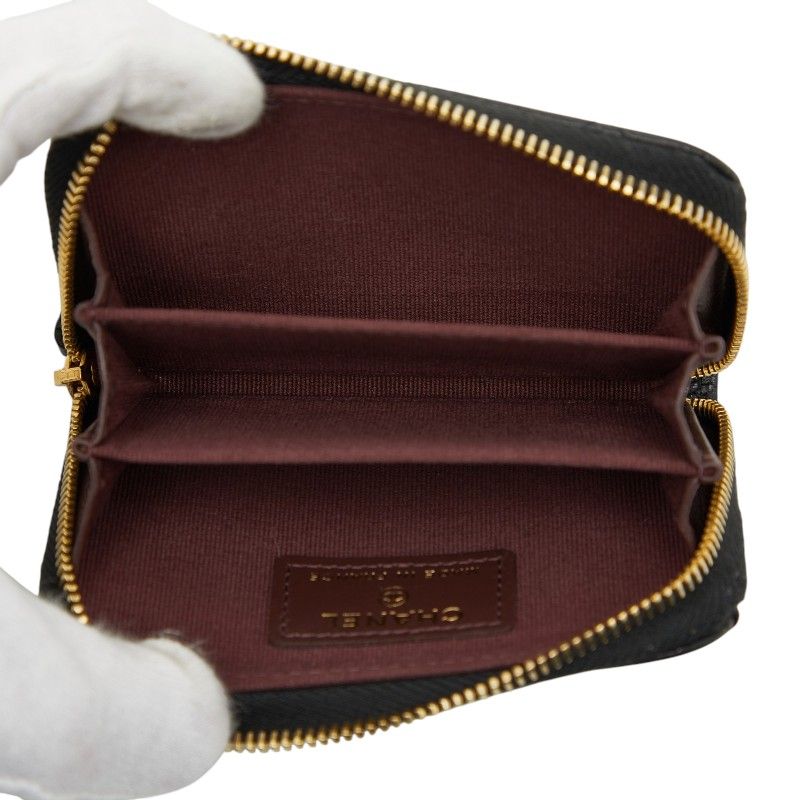 Chanel CC Logo Quilted Classic Zip Coin Purse Black Caviar