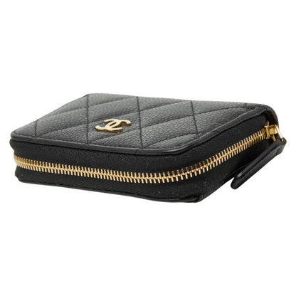 Chanel CC Logo Quilted Classic Zip Coin Purse Black Caviar