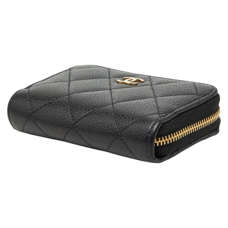 Chanel CC Logo Quilted Classic Zip Coin Purse Black Caviar