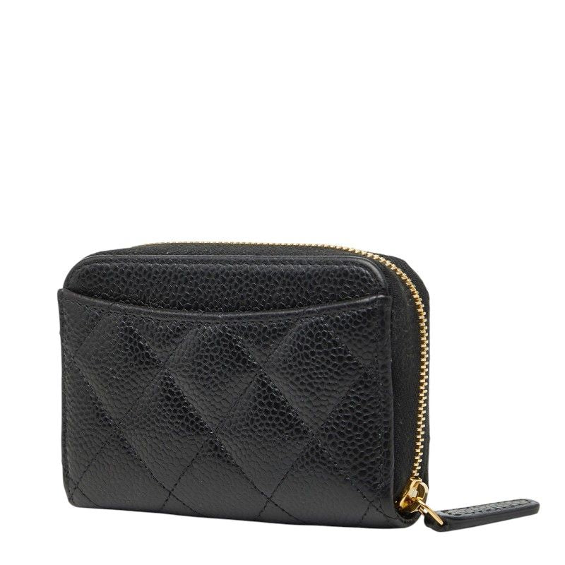 Chanel CC Logo Quilted Classic Zip Coin Purse Black Caviar