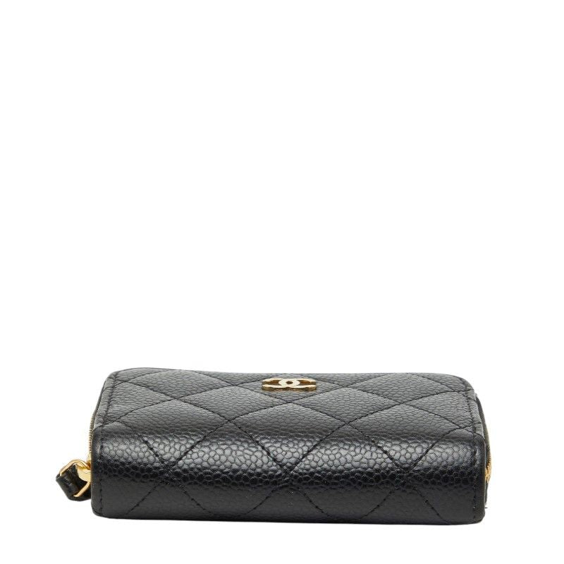 Chanel CC Logo Quilted Classic Zip Coin Purse Black Caviar