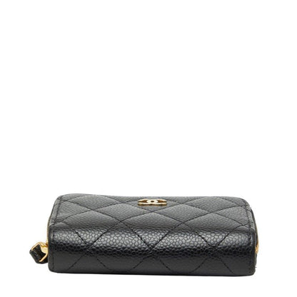 Chanel CC Logo Quilted Classic Zip Coin Purse Black Caviar