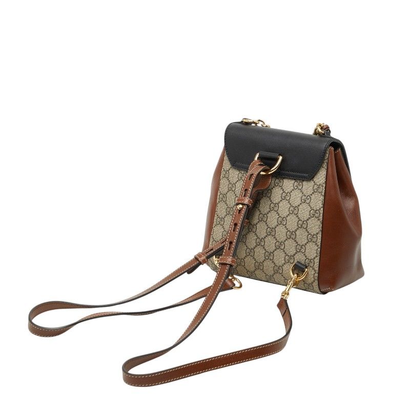 Gucci GG Supreme Padlock Backpack Beige Multicolor Leather