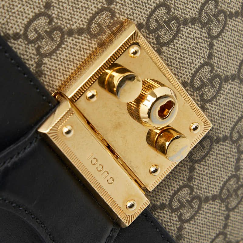 Gucci GG Supreme Padlock Backpack Beige Multicolor Leather