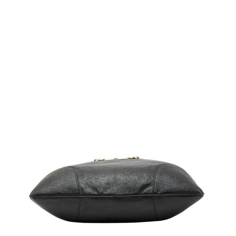Gucci Horsebit Shoulder Bag Drawstring Black Leather