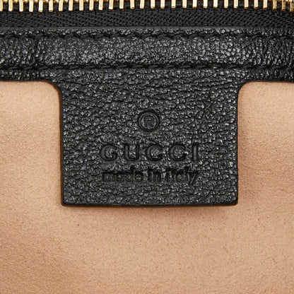 Gucci Horsebit Shoulder Bag Drawstring Black Leather