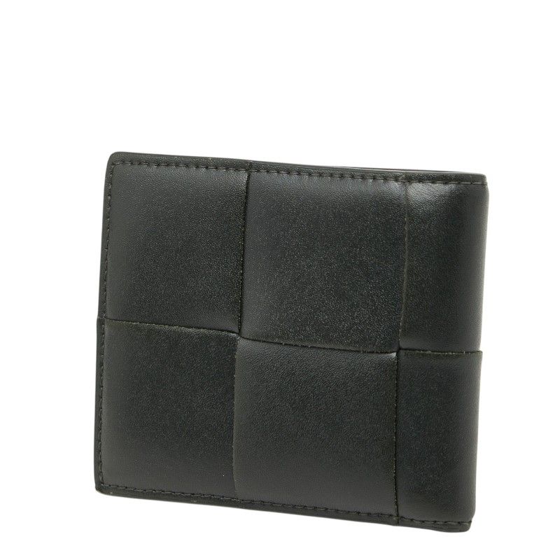 Bottega Veneta Maxi Intrecciato Cassette Bifold Wallet Billfold Khaki Leather