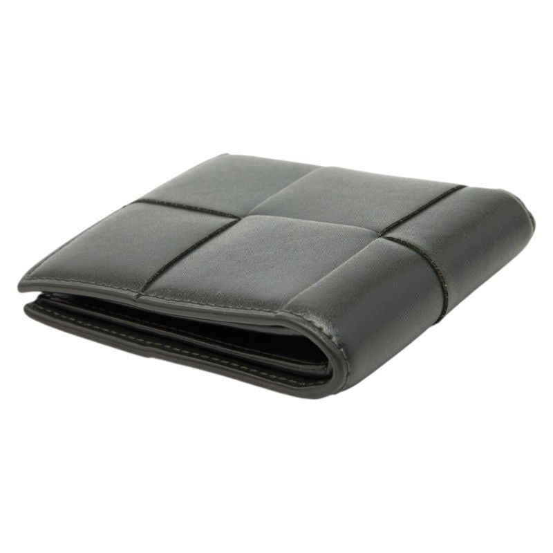 Bottega Veneta Maxi Intrecciato Cassette Bifold Wallet Billfold Khaki Leather