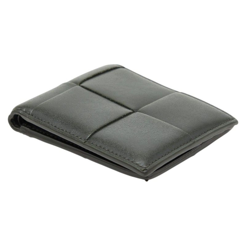 Bottega Veneta Maxi Intrecciato Cassette Bifold Wallet Billfold Khaki Leather