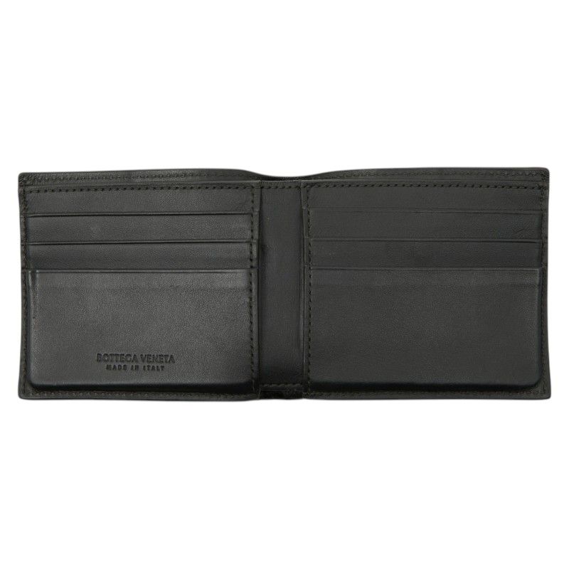 Bottega Veneta Maxi Intrecciato Cassette Bifold Wallet Billfold Khaki Leather