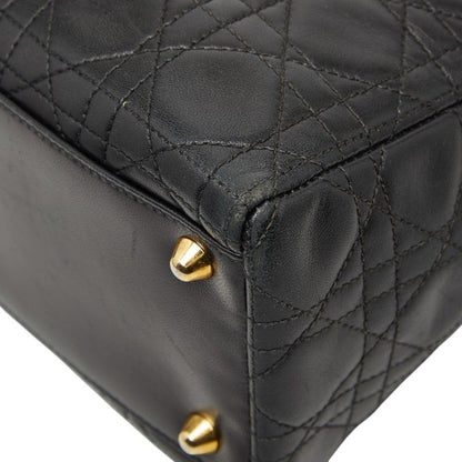 Dior Cannage Large Black Leather Handbag
