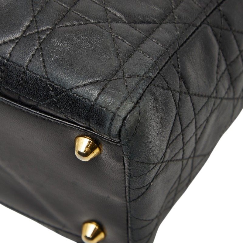 Dior Cannage Large Black Leather Handbag