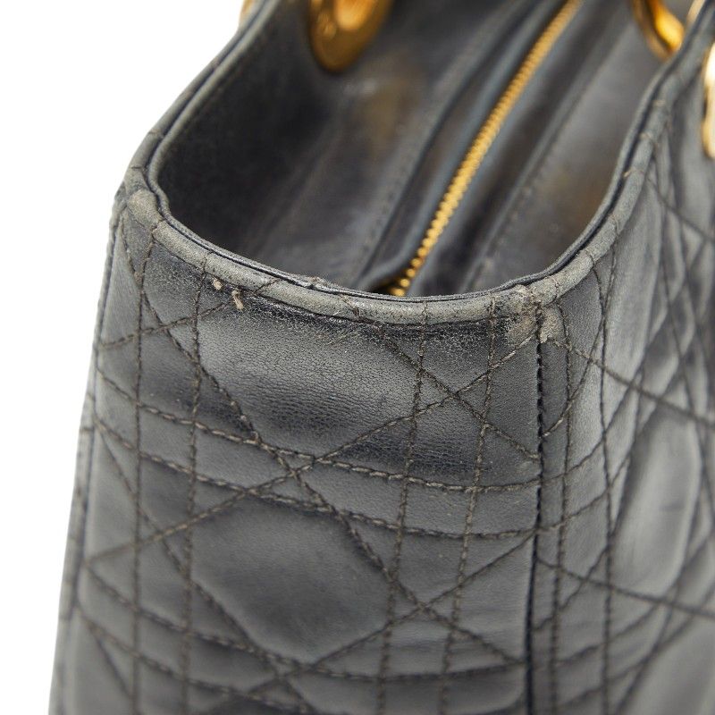 Dior Cannage Large Black Leather Handbag