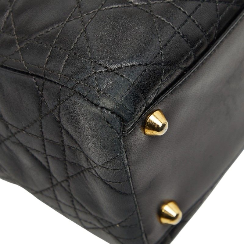Dior Cannage Large Black Leather Handbag