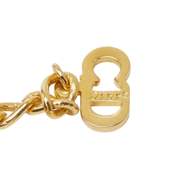 Dior Logo Rhinestone Gold Plated Necklace