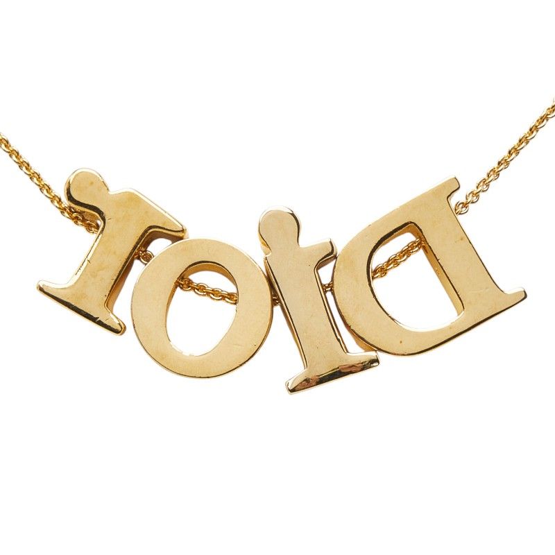 Dior Logo Rhinestone Gold Plated Necklace