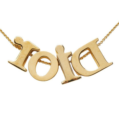 Dior Logo Rhinestone Gold Plated Necklace