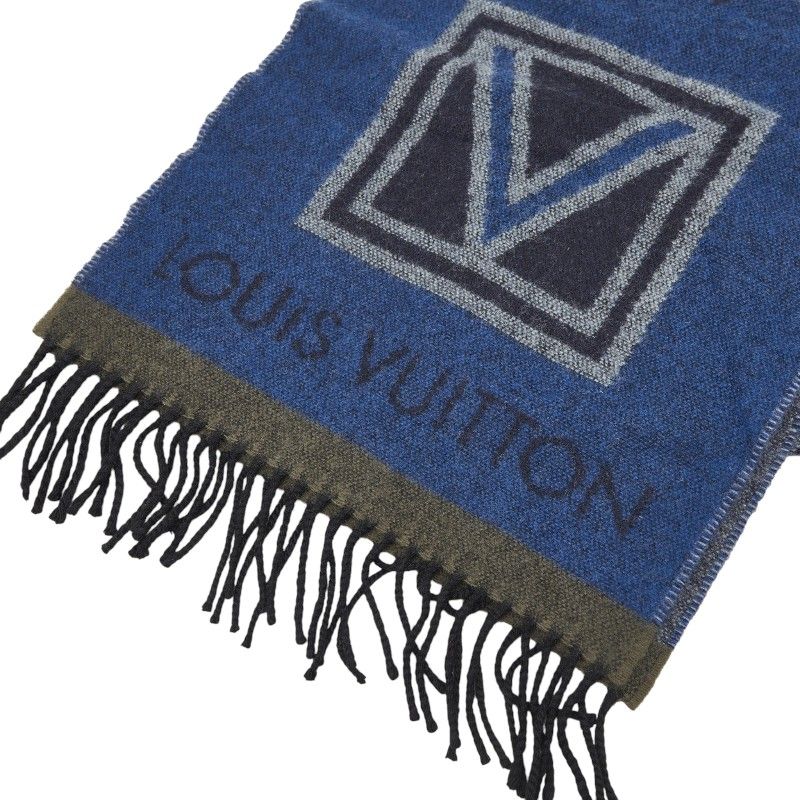 Louis Vuitton Echarpe LV Blue Multicolor Wool Cashmere Scarf