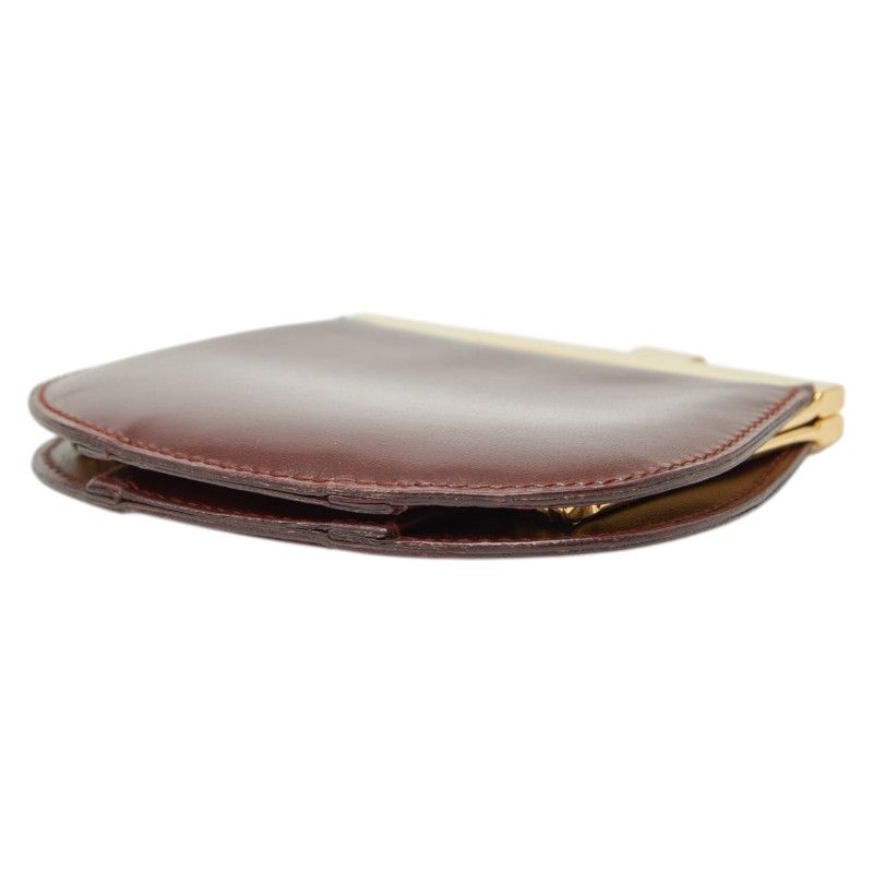 Cartier Must de Cartier Coin Purse Wine Red Gold Leather Wine Bold