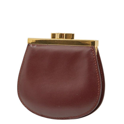 Cartier Must de Cartier Coin Purse Wine Red Gold Leather Wine Bold