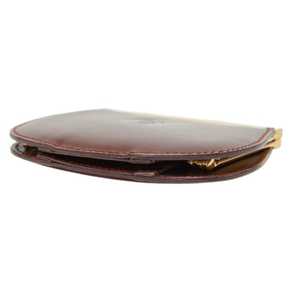 Cartier Must de Cartier Coin Purse Wine Red Gold Leather Wine Bold