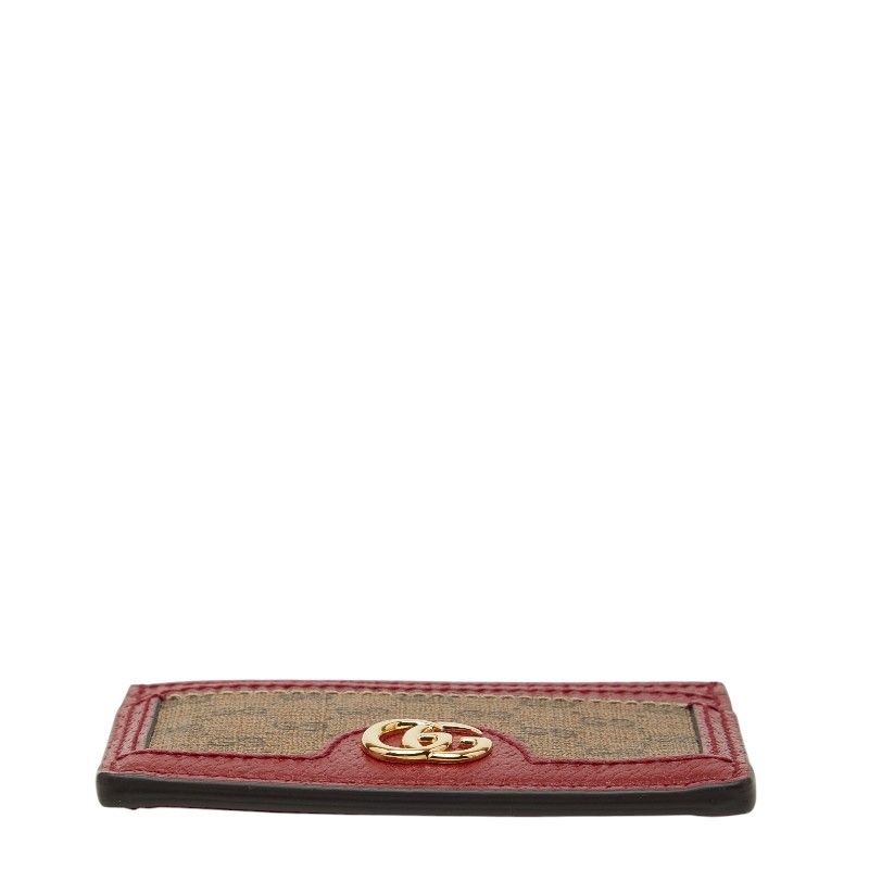 Gucci Doraemon Mini GG Supreme Card Case Beige Red Leather