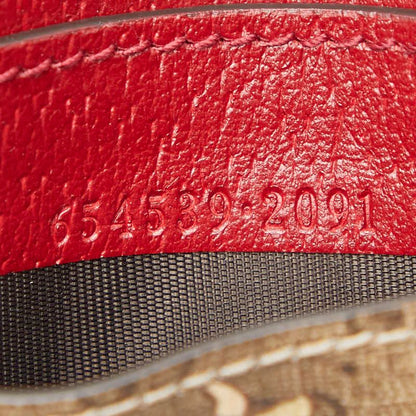 Gucci Doraemon Mini GG Supreme Card Case Beige Red Leather