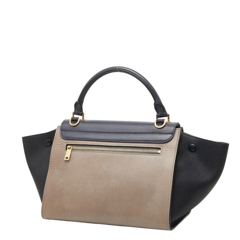 Celine Trapeze Small Tricolor 2-Way Shoulder Bag Beige Black Gray