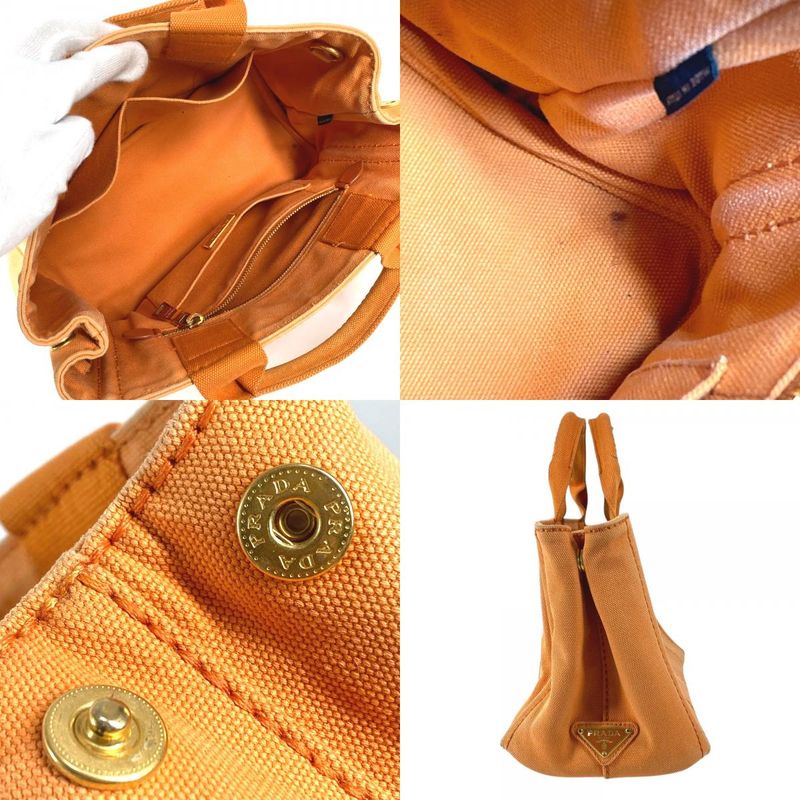 Prada Handbag Canapa Logo Canvas Orange