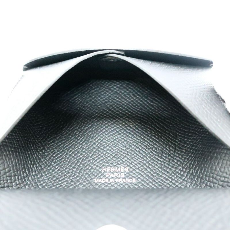 Hermes Calvi Duo Noir Black Epsom Card Case