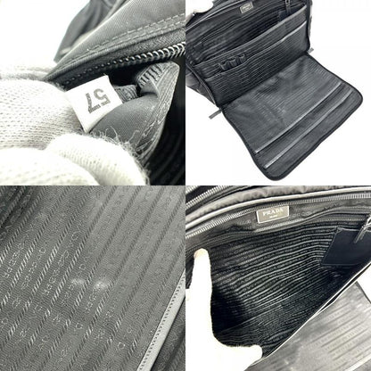 Prada Business Bag Triangle Logo Nylon Leather Black