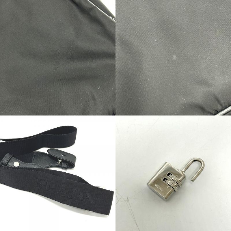 Prada Business Bag Triangle Logo Nylon Leather Black