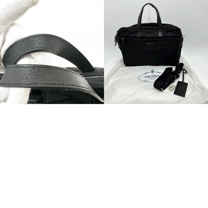Prada Business Bag Triangle Logo Nylon Leather Black
