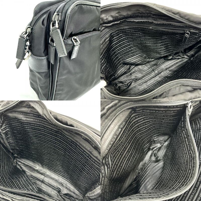 Prada Business Bag Triangle Logo Nylon Leather Black