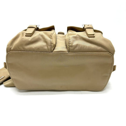 Prada Backpack Triangle Logo Nylon Beige