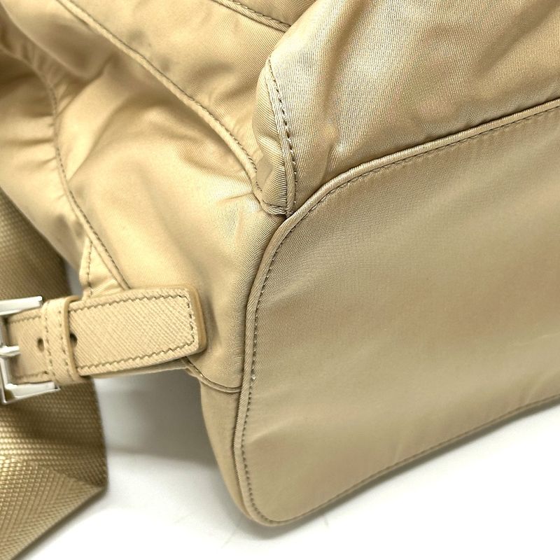 Prada Backpack Triangle Logo Nylon Beige