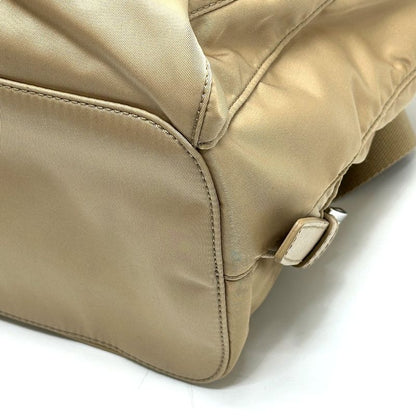Prada Backpack Triangle Logo Nylon Beige