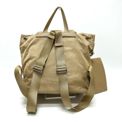 Prada Backpack Triangle Logo Nylon Beige