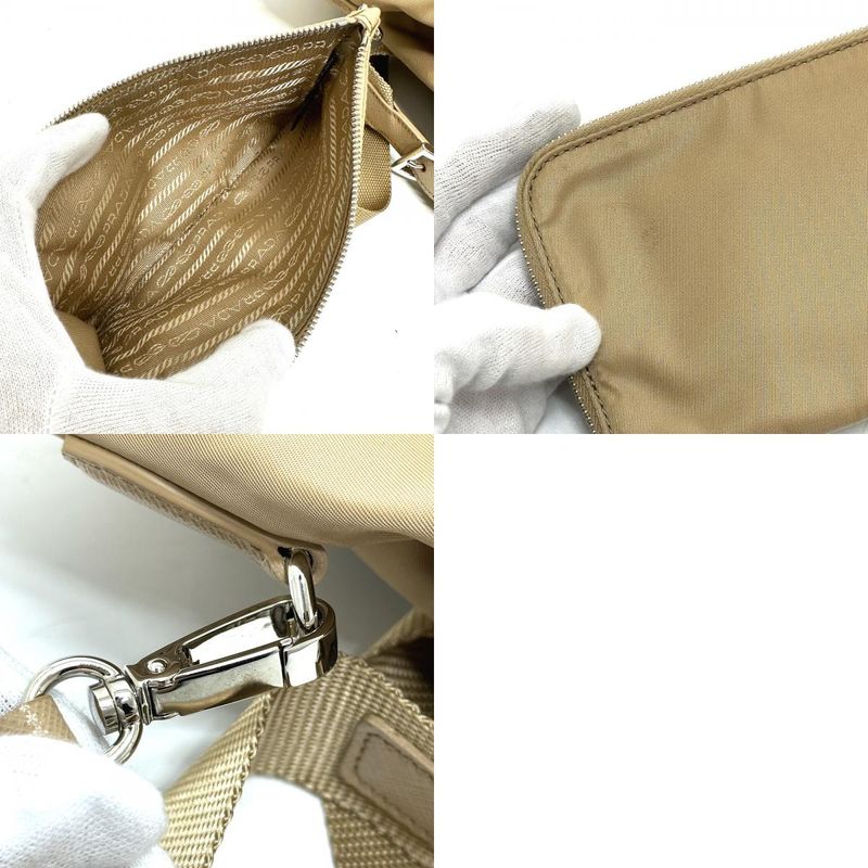 Prada Backpack Triangle Logo Nylon Beige