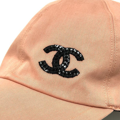 Chanel Cap CC Logo Sequin Cotton Pink
