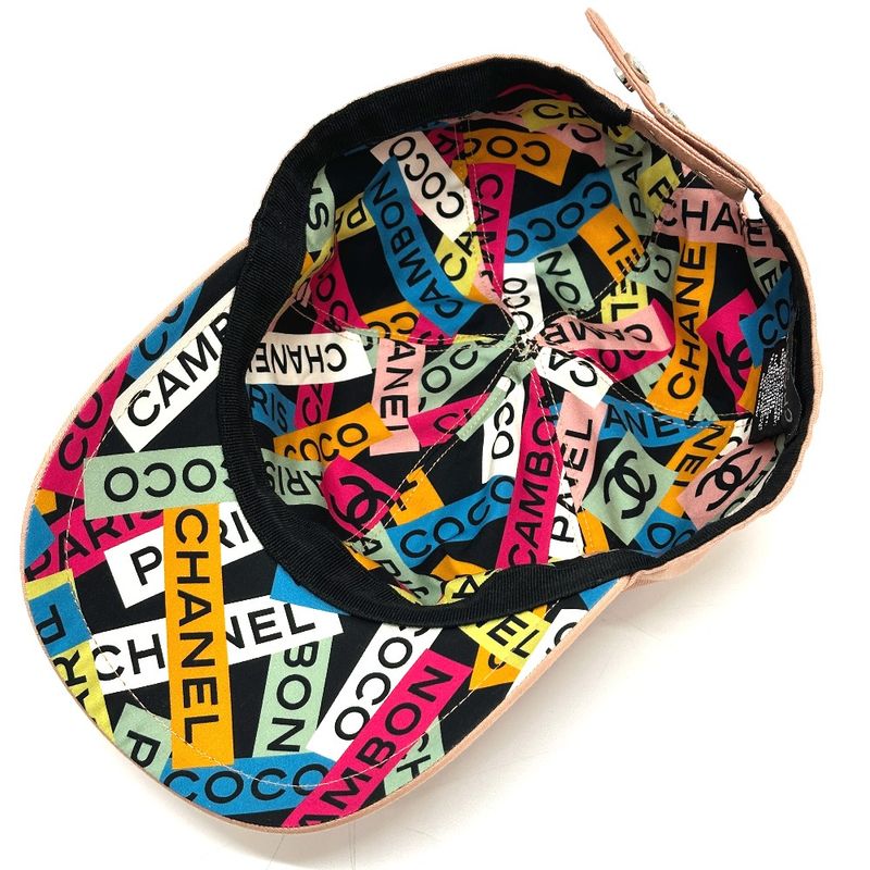 Chanel Cap CC Logo Sequin Cotton Pink