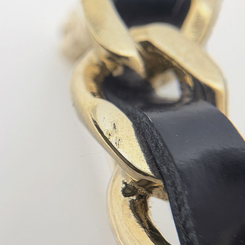 Chanel CC Logo Brooch Camellia Clover Gold Plated Black
