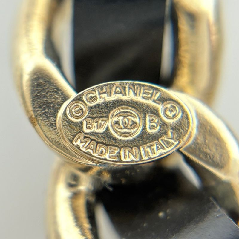 Chanel CC Logo Brooch Camellia Clover Gold Plated Black