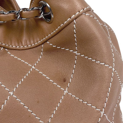 Chanel Wild Stitch Chain Shoulder Bag CC Logo Quilted Salmon Pink
